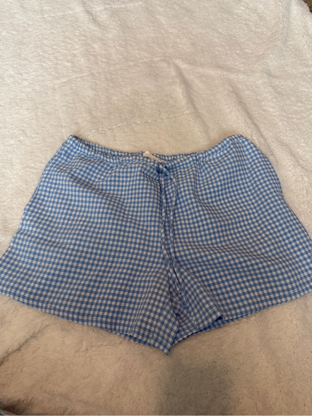 Double Zero Blue Gingham Drawstring Shorts